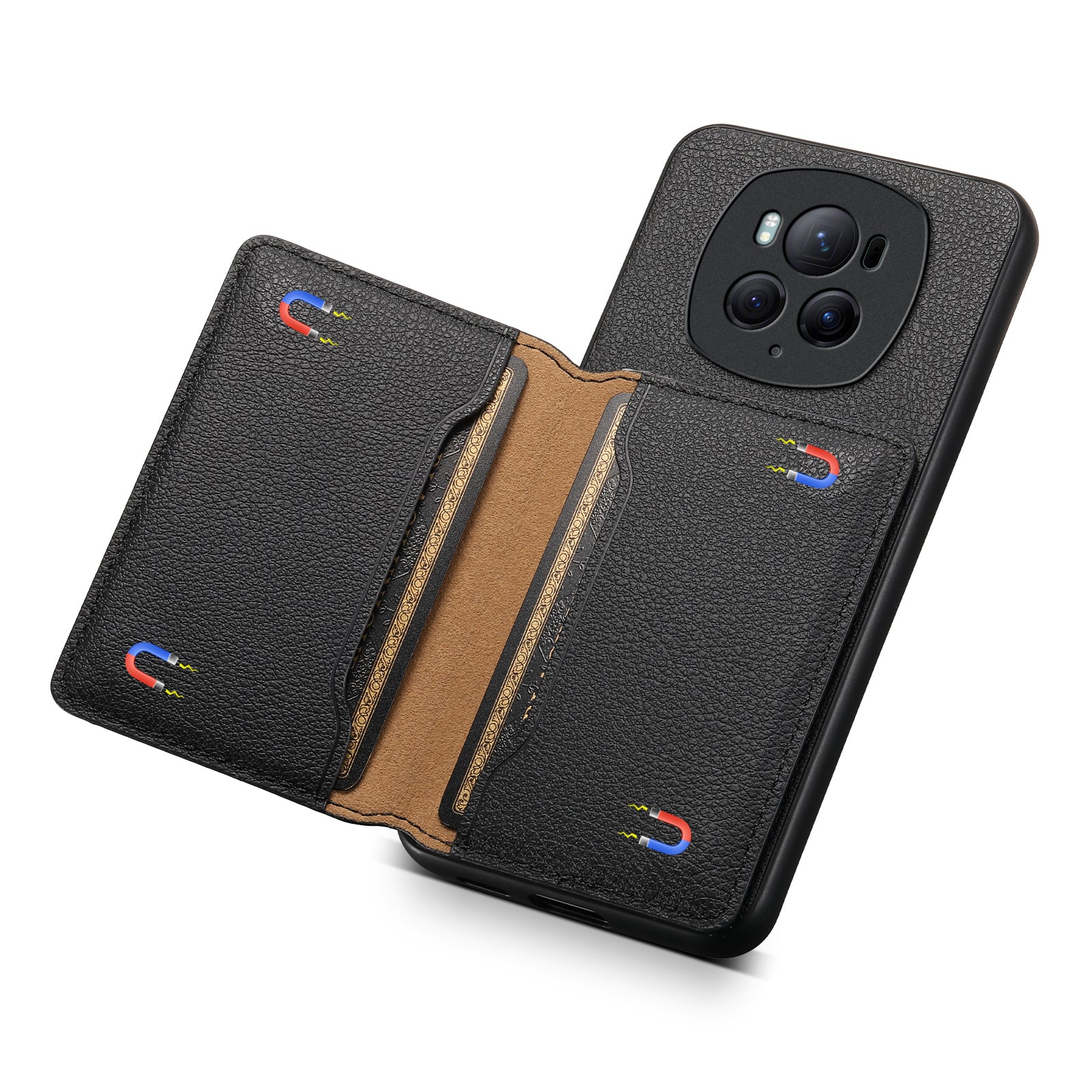 For Honor Magic6 Pro 5G Case Kickstand Drop-proof Leather Coated PC+TPU Back Phone Cover For Honor Magic6 Pro 5G Case Kickstand Drop-proof Leather Coated PC+TPU Back Phone Cover